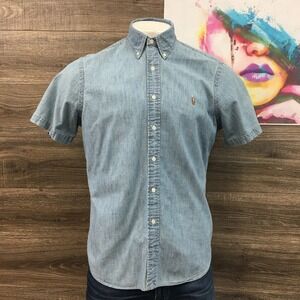 Ralph Lauren Men Denim‎ Chambray Short Sleeve Button Down Shirt Size L G